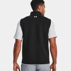 Underarmour Under Armour Storm Daytona 1/2 Zip Golf Vest -Golf Clothing Shop Under Armour AW22 Storm Daytona Vest Wind Top 1373408 001 WTUND090 Black Black Reflective Model 3