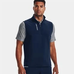 Underarmour Under Armour Storm Daytona 1/2 Zip Golf Vest -Golf Clothing Shop Under Armour AW22 Storm Daytona Vest Wind Top 1373408 408 WTUND092 Academy Academy Reflective Model 1