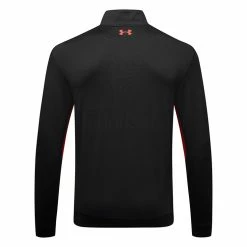 Underarmour Under Armour Storm 1/2 Zip Golf Sweater -Golf Clothing Shop Under Armour AW22 Storm Midlayer 1 2 Zip Sweater 1370119 003 SWUND177 S Black Radio Red Radio Red Back