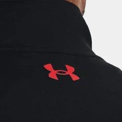Underarmour Under Armour Storm 1/2 Zip Golf Sweater -Golf Clothing Shop Under Armour AW22 Storm Midlayer 1 2 Zip Sweater 1370119 003 SWUND177 S Black Radio Red Radio Red Model 2