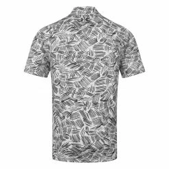 Underarmour Under Armour Playoff 3.0 Palm Sketch Stripe Golf Polo Shirt -Golf Clothing Shop Under Armour SS23 Playoff 3.0 Palm Sketch Polo Shirt 1378677 103 SHUND327 S White Black Black Back