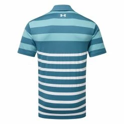 Underarmour Under Armour Playoff 3.0 Rugby YD Golf Polo Shirt -Golf Clothing Shop Under Armour SS23 Playoff 3.0 Rugby YD Stripe Polo Shirt 1378676 414 SHUND321 S Static Blue Still Water White Back