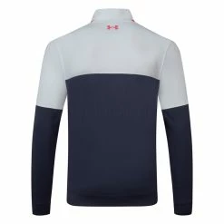 Underarmour Under Armour Storm HZ 1/2 Zip Golf Sweater -Golf Clothing Shop Under Armour SS23 Storm Midlayer HZ Sweater 1377398 411 SWUND197 S Midnight Navy White Pink Shock Back