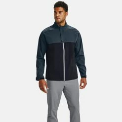 Underarmour Under Armour Storm Proof Waterproof Golf Jacket -Golf Clothing Shop Under Armour AW20 Storm Proof Rain Waterproof Jacket 1342717 002 Code WJUND018 Black Mechanic Blue model 1