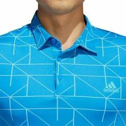 Adidas Jacquard Lines Primegreen Golf Polo Shirt -Golf Clothing Shop adidas SS22 Jacquard Lines Primegreen Golf Polo Shirt HA6117 Blue Rush Mint Rush Model 2