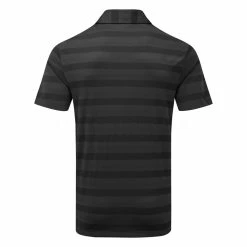 Adidas Two Colour Stripe Primegreen Golf Polo Shirt -Golf Clothing Shop adidas SS22 Two Colour Stripe Primegreen Golf Polo Shirt Black Grey Six HI5180 SHADI659 back