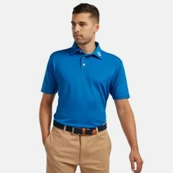 FootJoy Stretch Pique Solid Golf Polo Shirt 9 FootJoy Stretch Pique Solid Golf Polo Shirt -Golf Clothing Shop footjoy pique ss shirt ath 91817 cobalt Model 1