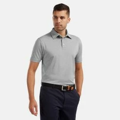 FootJoy Stretch Pique Solid Golf Polo Shirt 9 FootJoy Stretch Pique Solid Golf Polo Shirt -Golf Clothing Shop footjoy pique ss shirt ath 91819 hthr gry Model 1